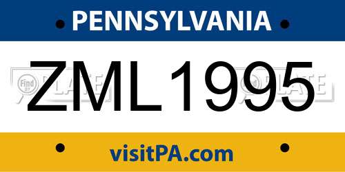 ZML1995 Pennsylvania License Plate