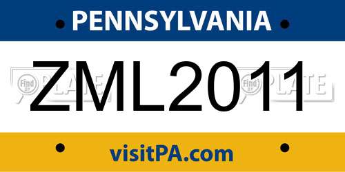 ZML2011 Pennsylvania License Plate