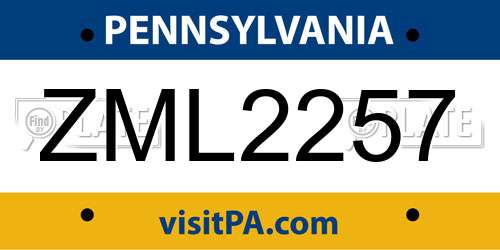 ZML2257 Pennsylvania License Plate