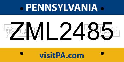 ZML2485 Pennsylvania License Plate
