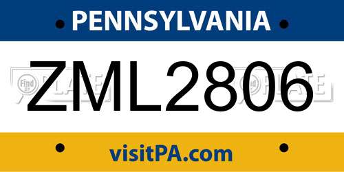 ZML2806 Pennsylvania License Plate