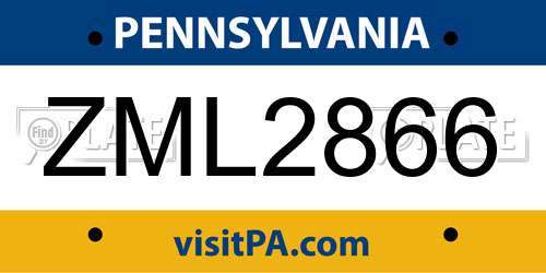 ZML2866 Pennsylvania License Plate