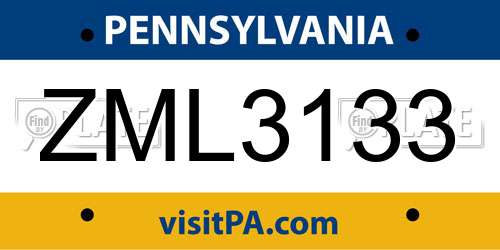 ZML3133 Pennsylvania License Plate