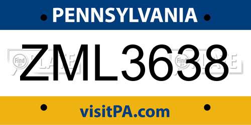 ZML3638 Pennsylvania License Plate