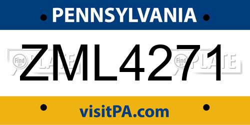 ZML4271 Pennsylvania License Plate