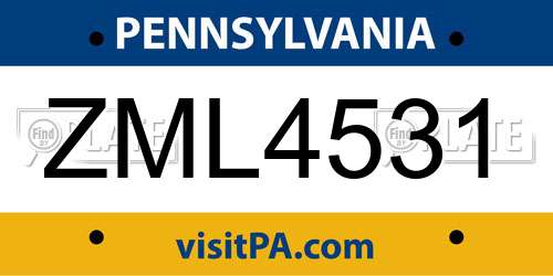 ZML4531 Pennsylvania License Plate