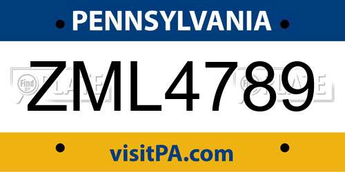 ZML4789 Pennsylvania License Plate