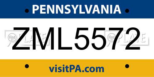 ZML5572 Pennsylvania License Plate