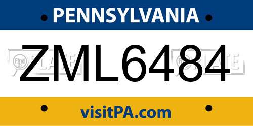 ZML6484 Pennsylvania License Plate