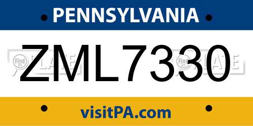 ZML7330 Pennsylvania License Plate
