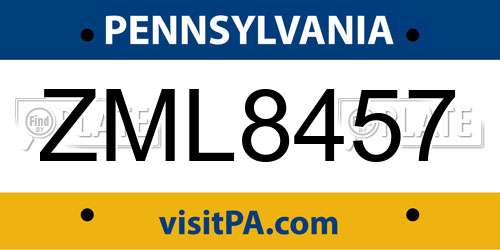 ZML8457 Pennsylvania License Plate