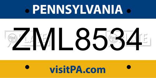 ZML8534 Pennsylvania License Plate