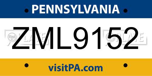 ZML9152 Pennsylvania License Plate