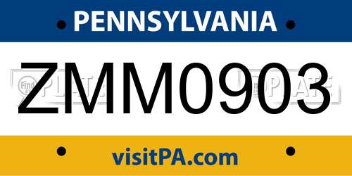 ZMM0903 Pennsylvania License Plate