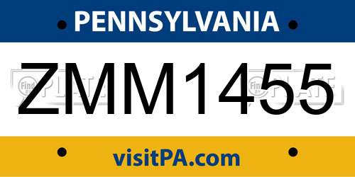 ZMM1455 Pennsylvania License Plate