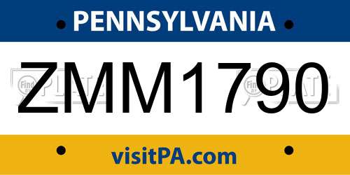 ZMM1790 Pennsylvania License Plate