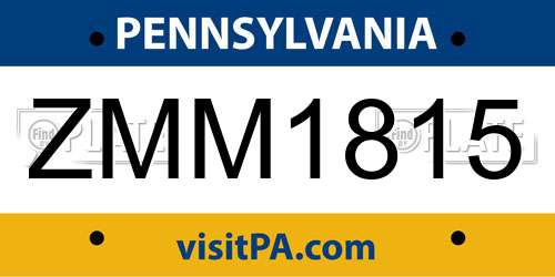 ZMM1815 Pennsylvania License Plate