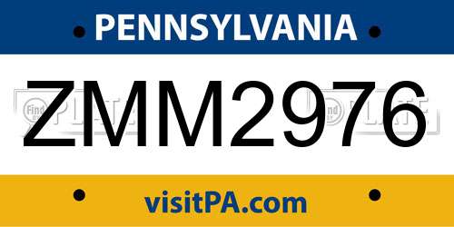 ZMM2976 Pennsylvania License Plate