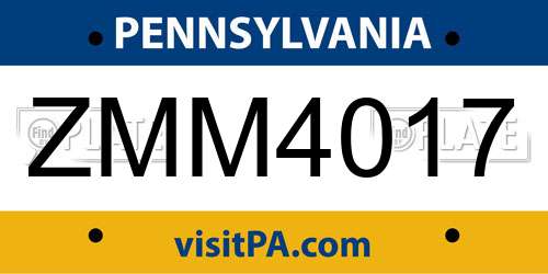 ZMM4017 Pennsylvania License Plate