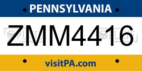ZMM4416 Pennsylvania License Plate