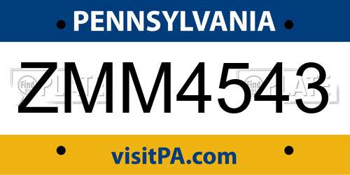 ZMM4543 Pennsylvania License Plate