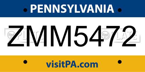 ZMM5472 Pennsylvania License Plate