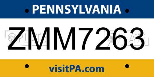 ZMM7263 Pennsylvania License Plate