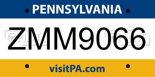 ZMM9066 Pennsylvania License Plate
