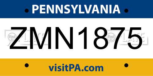 ZMN1875 Pennsylvania License Plate