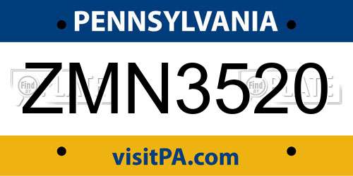 ZMN3520 Pennsylvania License Plate