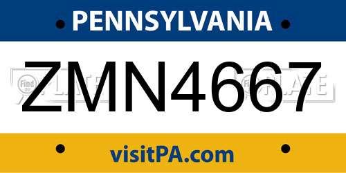 ZMN4667 Pennsylvania License Plate