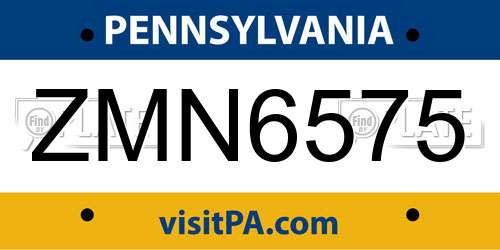 ZMN6575 Pennsylvania License Plate