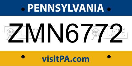ZMN6772 Pennsylvania License Plate