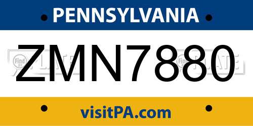 ZMN7880 Pennsylvania License Plate
