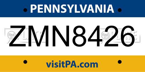 ZMN8426 Pennsylvania License Plate