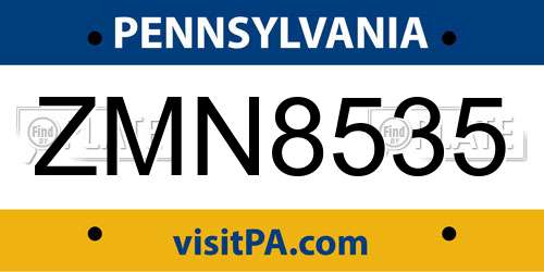 ZMN8535 Pennsylvania License Plate