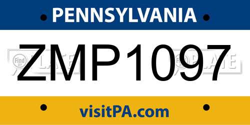 ZMP1097 Pennsylvania License Plate