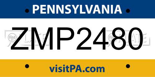 ZMP2480 Pennsylvania License Plate