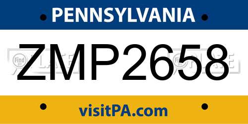 ZMP2658 Pennsylvania License Plate