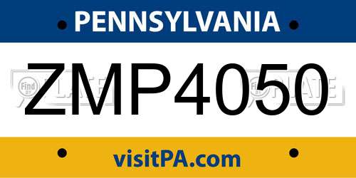 ZMP4050 Pennsylvania License Plate