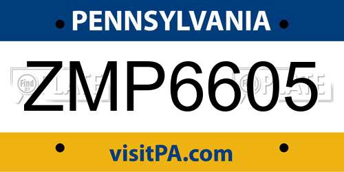ZMP6605 Pennsylvania License Plate