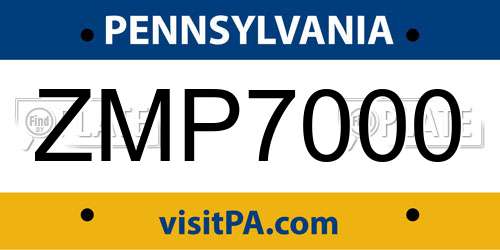 ZMP7000 Pennsylvania License Plate