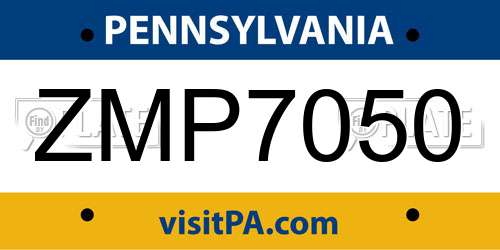 ZMP7050 Pennsylvania License Plate
