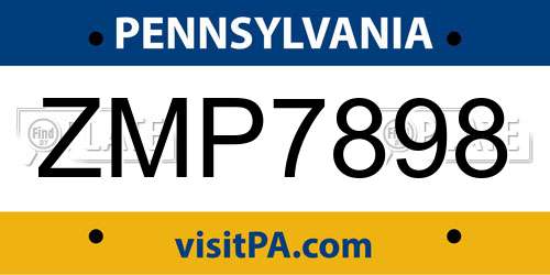 ZMP7898 Pennsylvania License Plate