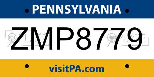 ZMP8779 Pennsylvania License Plate