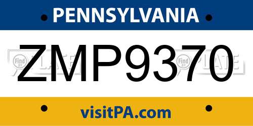 ZMP9370 Pennsylvania License Plate
