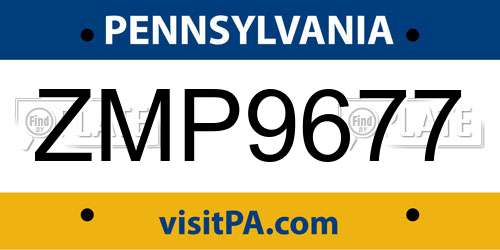 ZMP9677 Pennsylvania License Plate