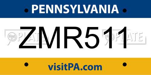 ZMR511 Pennsylvania License Plate