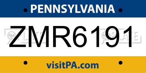 ZMR6191 Pennsylvania License Plate