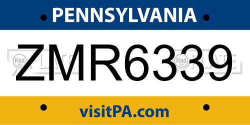 ZMR6339 Pennsylvania License Plate